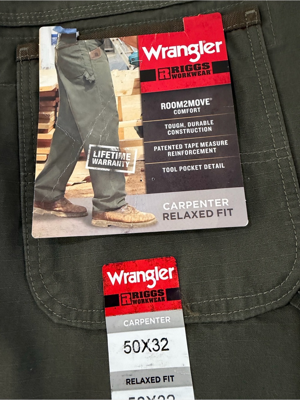 Wrangler Riggs Carpenter Cargo Pants in Olive #0162